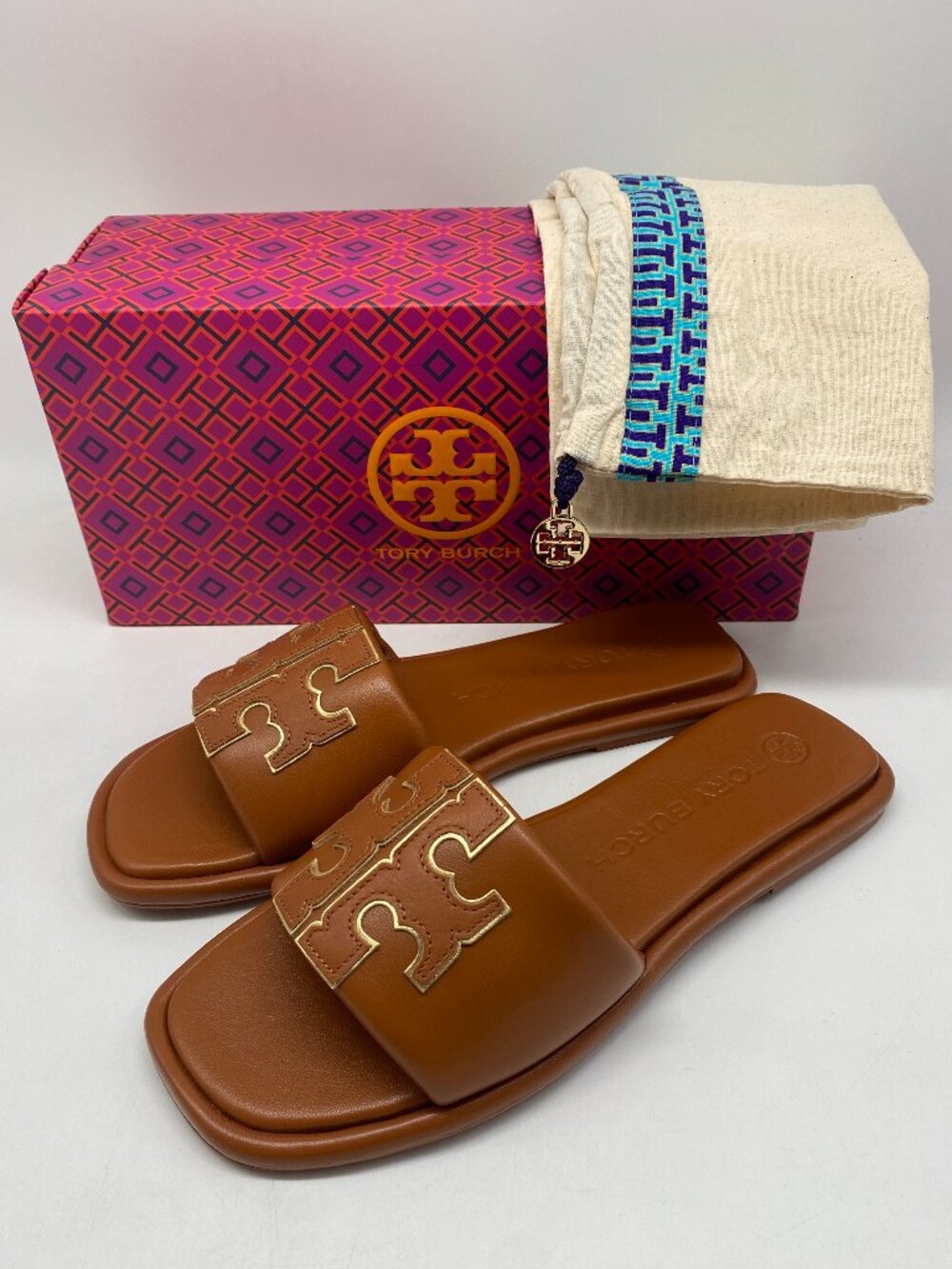 "SALE" TORY BURCH DOUBLE T SPORT SLIDE #79985 Its Was $168 Now Only$136